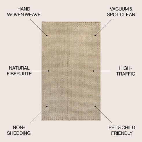 8' X 10' Ivory Jute Handmade Area Rug