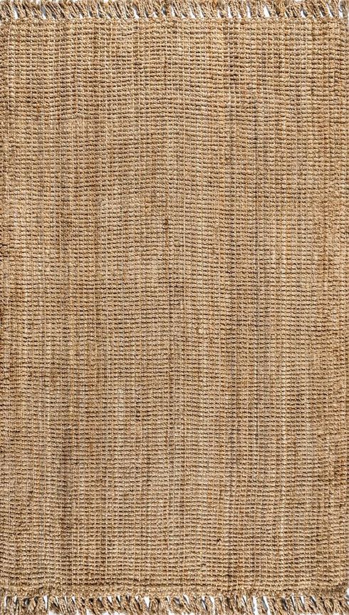 9' X 12' Natural Jute Handmade Area Rug With Fringe