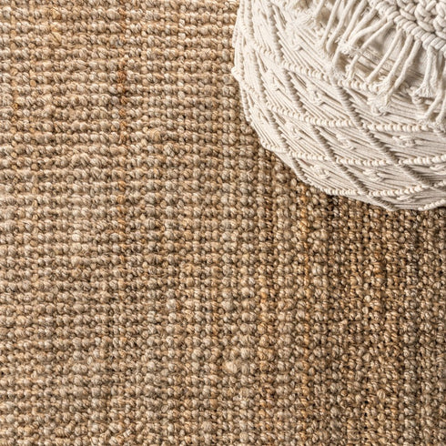 9' X 12' Natural Jute Handmade Area Rug With Fringe