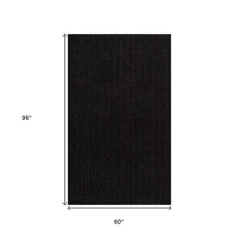 5' X 8' Black Jute Handmade Area Rug