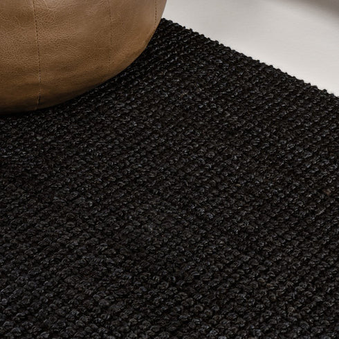 5' X 8' Black Jute Handmade Area Rug