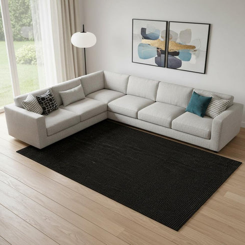 8' X 10' Black Jute Handmade Area Rug