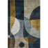 5' X 8' Blue Gold And Beige Abstract Geometric Washable Area Rug With UV Protection