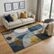 5' X 8' Blue Gold And Beige Abstract Geometric Washable Area Rug With UV Protection