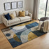 5' X 8' Blue Gold And Beige Abstract Geometric Washable Area Rug With UV Protection
