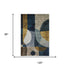 8' X 10' Blue Gold And Beige Abstract Geometric Washable Area Rug With UV Protection