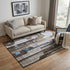 5' X 8' Brown Blue And Beige Geometric Washable Area Rug With UV Protection