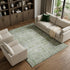 8' X 10' Artichoke Green And Gray Striped Washable Area Rug With UV Protection