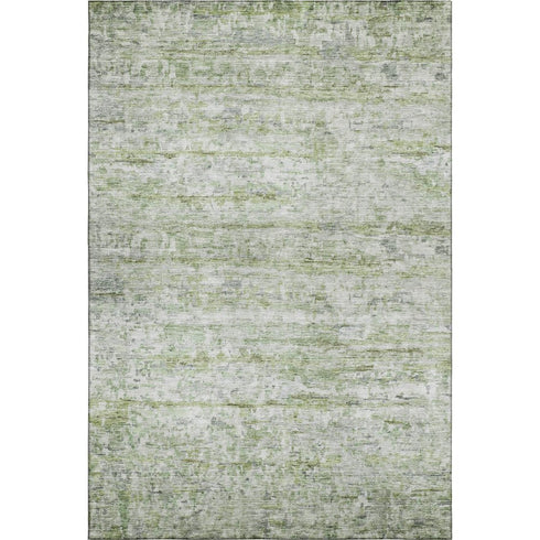 8' X 10' Artichoke Green And Gray Striped Washable Area Rug With UV Protection