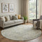 8' Sage Gold And Beige Abstract Washable Round Rug With UV Protection