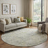 8' Sage Gold And Beige Abstract Washable Round Rug With UV Protection