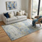 5' X 8' Blue Gold And Beige Abstract Washable Area Rug With UV Protection