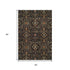 5' X 8' Black Gold And Blue Oriental Washable Area Rug With UV Protection