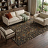 8' X 10' Black Gold And Blue Oriental Washable Area Rug With UV Protection