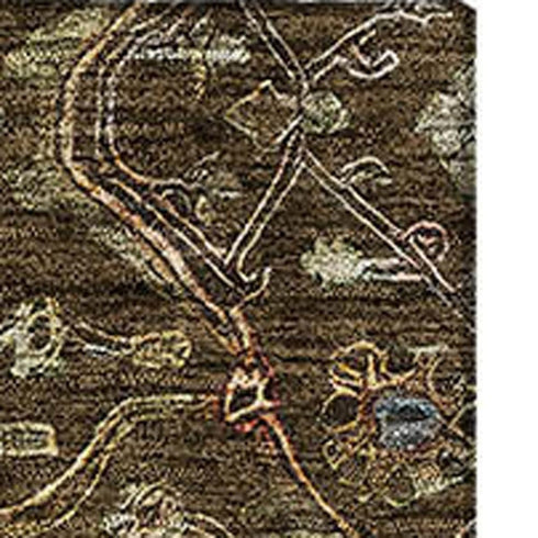 5' X 8' Chocolate Copper And Blue Oriental Washable Area Rug With UV Protection