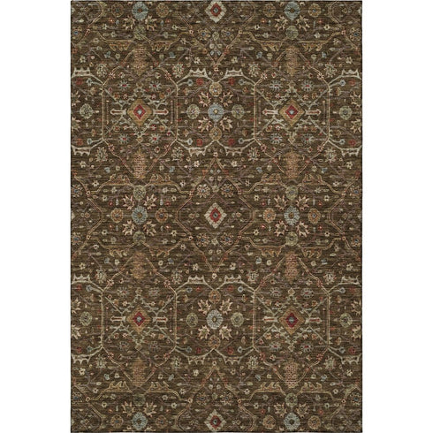 9' X 12' Chocolate Copper And Blue Oriental Washable Area Rug With UV Protection