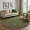 8' Emerald Copper And Beige Oriental Washable Round Rug With UV Protection