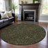 8' Emerald Copper And Beige Oriental Washable Round Rug With UV Protection