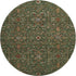 8' Emerald Copper And Beige Oriental Washable Round Rug With UV Protection