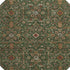 8' Emerald Copper And Beige Oriental Washable Round Rug With UV Protection