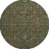 8' Emerald Copper And Beige Oriental Washable Round Rug With UV Protection