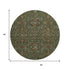 8' Emerald Copper And Beige Oriental Washable Round Rug With UV Protection