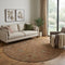 8' Rust Gold And Blue Oriental Washable Round Rug With UV Protection