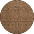 8' Rust Gold And Blue Oriental Washable Round Rug With UV Protection