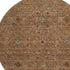 8' Rust Gold And Blue Oriental Washable Round Rug With UV Protection