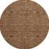 8' Rust Gold And Blue Oriental Washable Round Rug With UV Protection