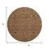 8' Rust Gold And Blue Oriental Washable Round Rug With UV Protection
