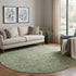 8' Lime Green And Gray Oriental Washable Round Rug With UV Protection