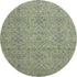 8' Lime Green And Gray Oriental Washable Round Rug With UV Protection