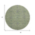 8' Lime Green And Gray Oriental Washable Round Rug With UV Protection