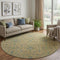 8' Orange Blue And Green Oriental Washable Round Rug With UV Protection