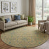 8' Orange Blue And Green Oriental Washable Round Rug With UV Protection