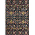 5' X 8' Black Gold Teal And Red Floral Washable Area Rug With UV Protection