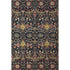 5' X 8' Black Gold Teal And Red Floral Washable Area Rug With UV Protection