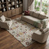 8' X 10' Ivory Gold Red And Teal Floral Washable Area Rug With UV Protection