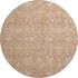 8' Coral And Beige Floral Washable Round Rug With UV Protection