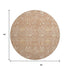 8' Coral And Beige Floral Washable Round Rug With UV Protection