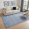5' X 8' Denim Blue And Beige Floral Washable Area Rug With UV Protection