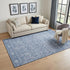 5' X 8' Denim Blue And Beige Floral Washable Area Rug With UV Protection