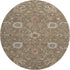 8' Brown Beige And Copper Floral Washable Round Rug With UV Protection