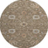 8' Brown Beige And Copper Floral Washable Round Rug With UV Protection