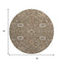 8' Brown Beige And Copper Floral Washable Round Rug With UV Protection