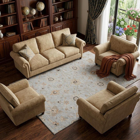 8' X 10' Gray Copper And Silver Floral Washable Area Rug With UV Protection