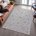 8' X 10' Gray Copper And Silver Floral Washable Area Rug With UV Protection
