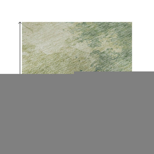 8' X 10' Green And Beige Abstract Washable Area Rug With UV Protection