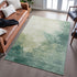 8' X 10' Green And Beige Abstract Washable Area Rug With UV Protection